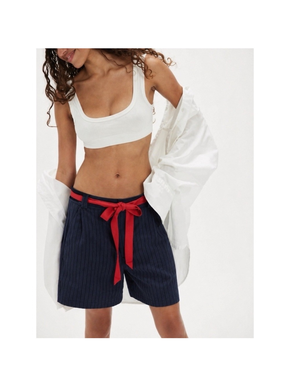 Free People Perfect Prep Trouser Shorts Navy Blue Size 6